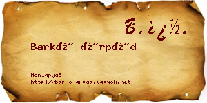 Barkó Árpád névjegykártya