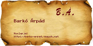 Barkó Árpád névjegykártya