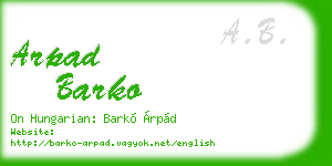 arpad barko business card